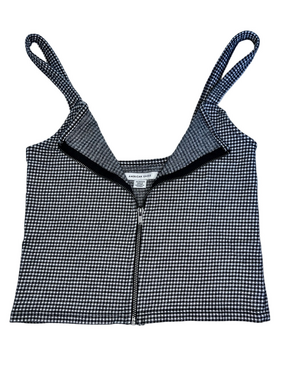 AE Gingham Cottagecore Zip-Front Cami  Cropped Tank Top Checkered Plaid Picnic
